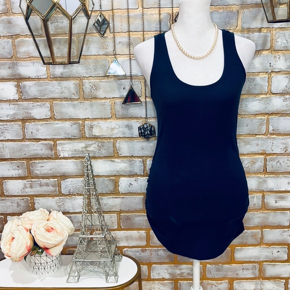 Old Navy Blue Fitted Ribbed Maternity Tank Top with Ruching, Women’s Size XS. - Picture 7 of 11